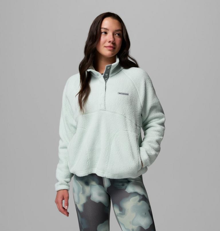 Women's Jasper Ridge Pebbled Fleece Half Snap, Color: Tea Light, Sedona Sage, image 1