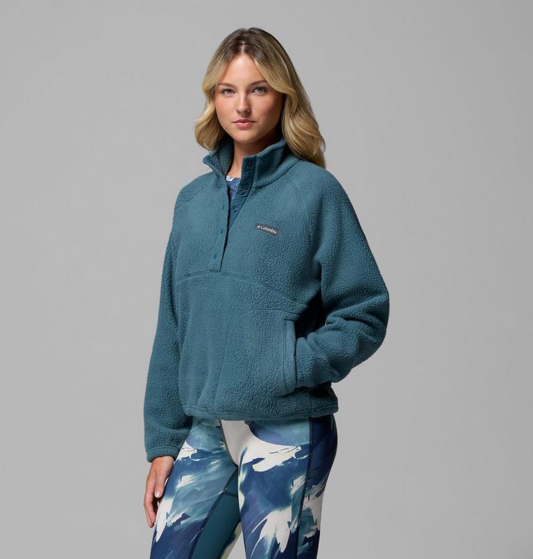 Women's Jasper Ridge Pebbled Fleece Half Snap, Color: Everblue, image 4