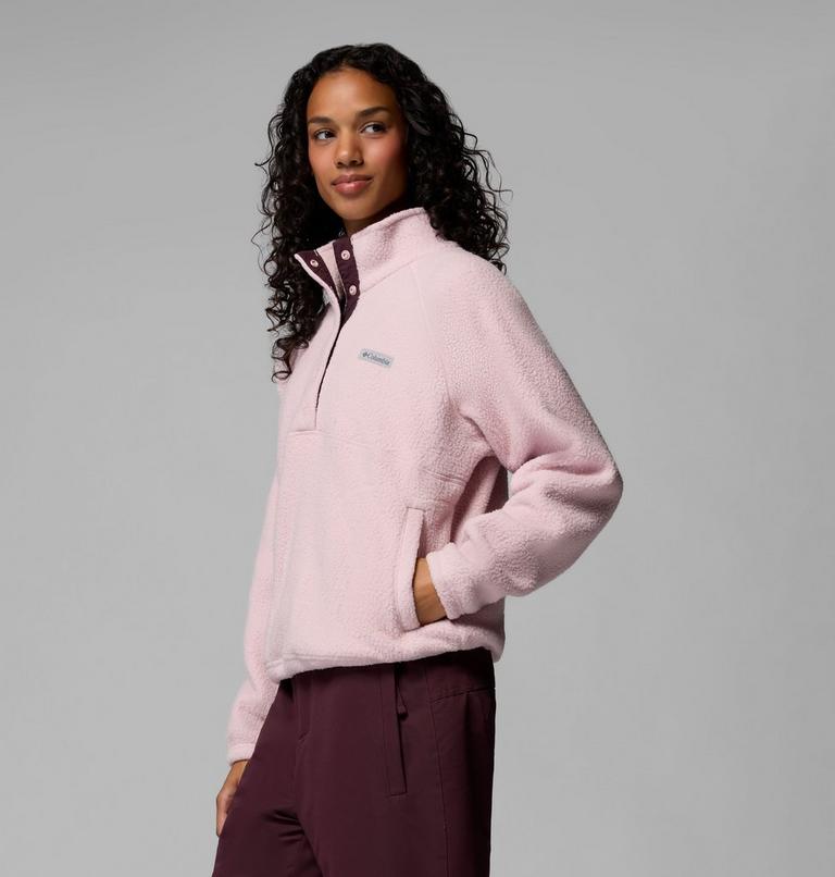 Women's Jasper Ridge Pebbled Fleece Half Snap, Color: Mineral Pink, Moonvista, image 4