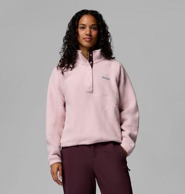 Women's Jasper Ridge Pebbled Fleece Half Snap, Color: Mineral Pink, Moonvista, image 5