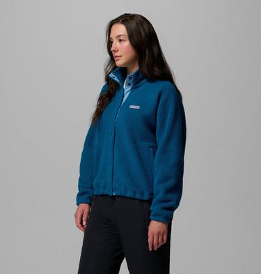 Women's Jasper Ridge Pebbled Fleece Jacket, Color: Phoenix Blue, Rainy Day, image 4