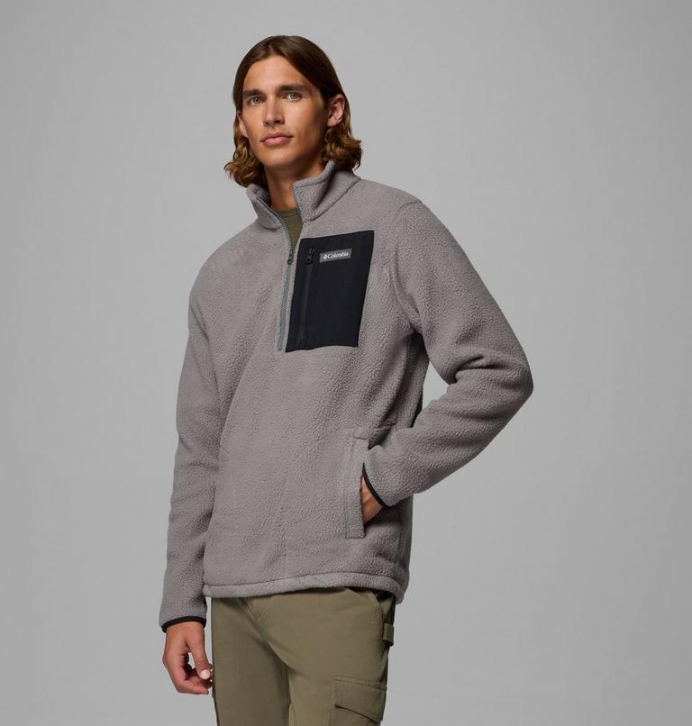 Forro polar texturizado con media cremallera Jasper Ridge para hombre, Color: City Grey, Black, image 4