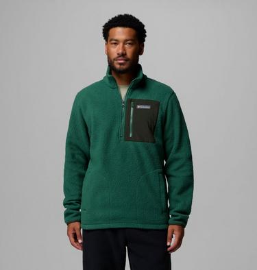 Men's Jasper Ridge Pebbled Half Zip Fleece, Color: Rain Forest, Greenscape, image 3