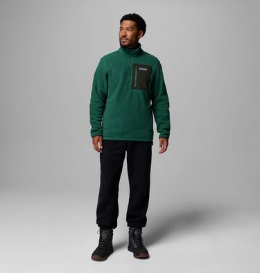 Men's Jasper Ridge Pebbled Half Zip Fleece, Color: Rain Forest, Greenscape, image 4