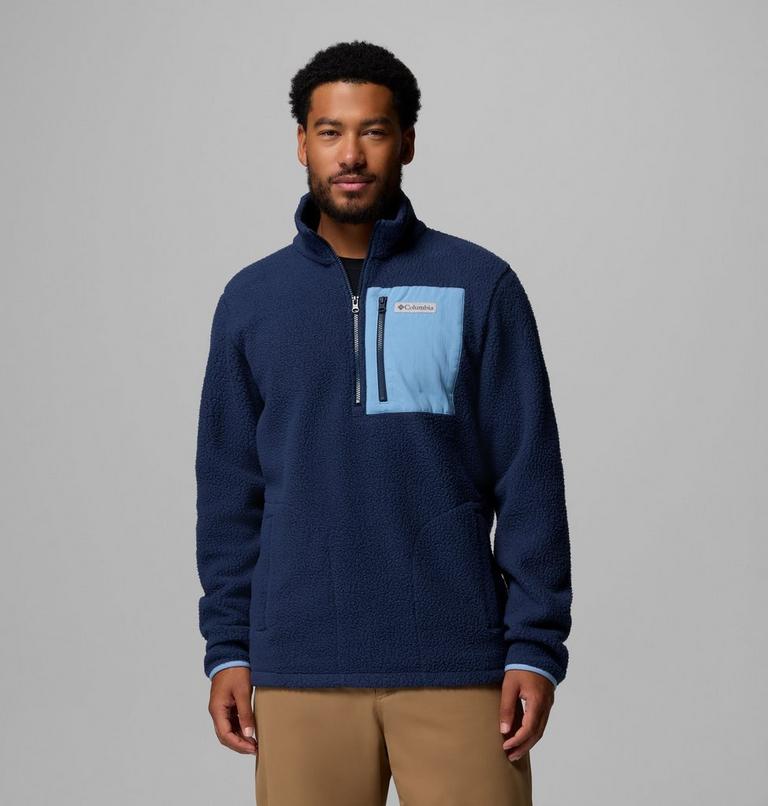 Men's Jasper Ridge Pebbled Half Zip Fleece, Color: Collegiate Navy, Rainy Day, image 1