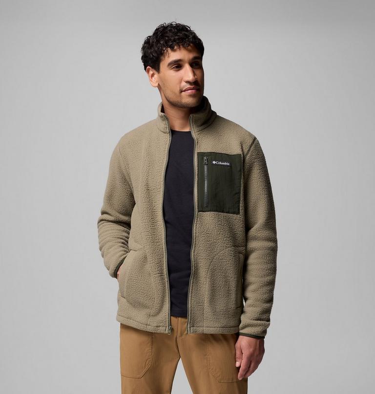 Men's Jasper Ridge Pebbled Fleece Jacket, Color: Stone Green, Greenscape, image 5