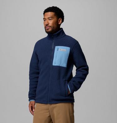 Men's Jasper Ridge Pebbled Fleece Jacket, Color: Collegiate Navy, Rainy Day, image 4
