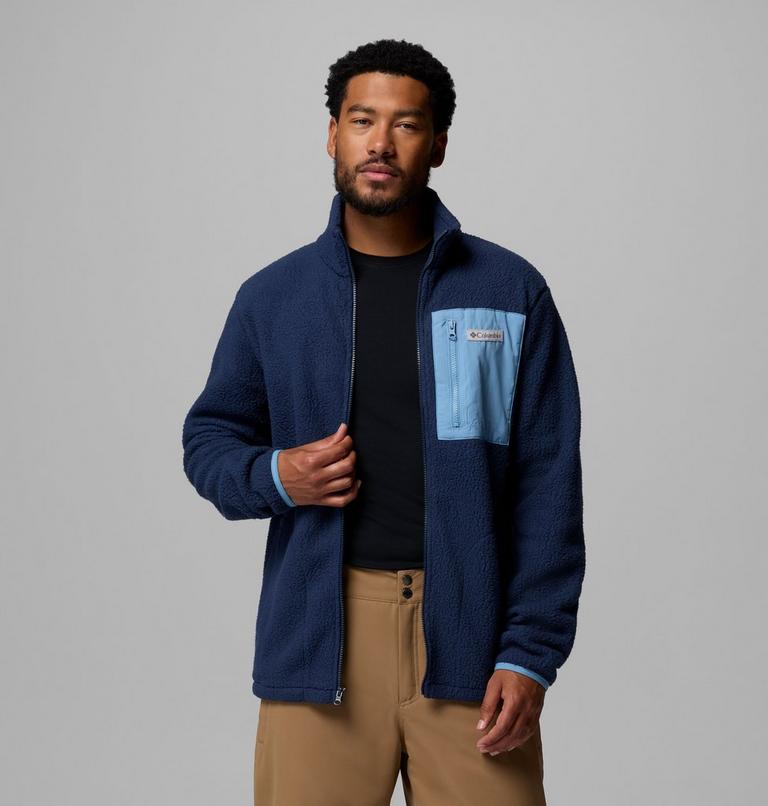 Men's Jasper Ridge Pebbled Fleece Jacket, Color: Collegiate Navy, Rainy Day, image 5