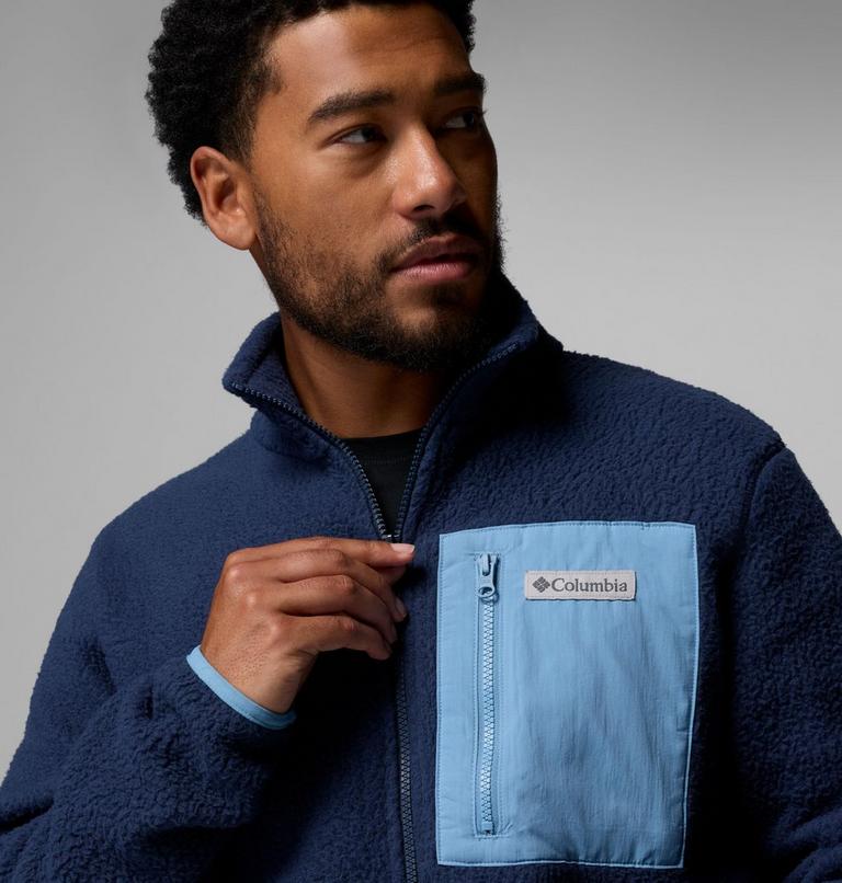 Men's Jasper Ridge Pebbled Fleece Jacket, Color: Collegiate Navy, Rainy Day, image 6