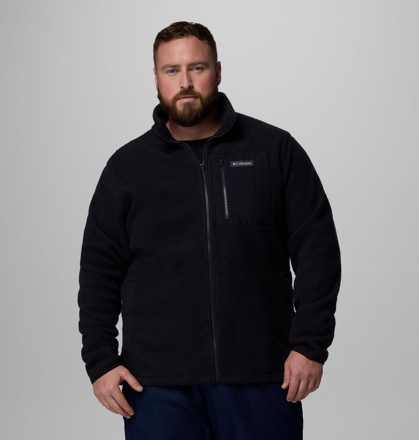 Мужские куртки Columbia Jasper Ridge Pebbled Full Zip Fleece - Big, цвет: Чёрный — фото 1