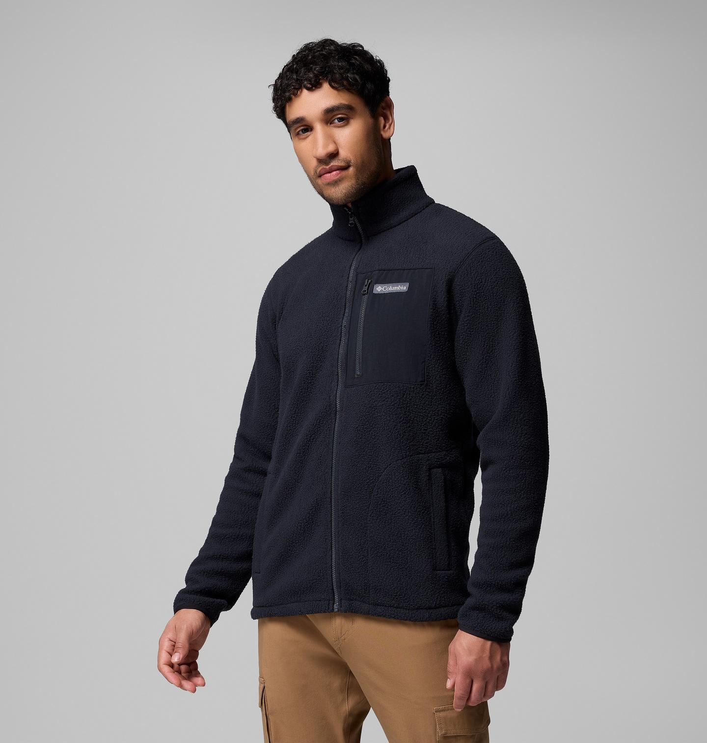 Мужские куртки Columbia Jasper Ridge Pebbled Full Zip Fleece - Tall, цвет: Чёрный — фото 4
