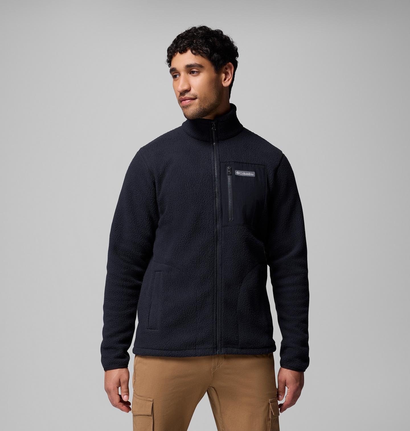 Мужские куртки Columbia Jasper Ridge Pebbled Full Zip Fleece - Tall, цвет: Чёрный — фото 1