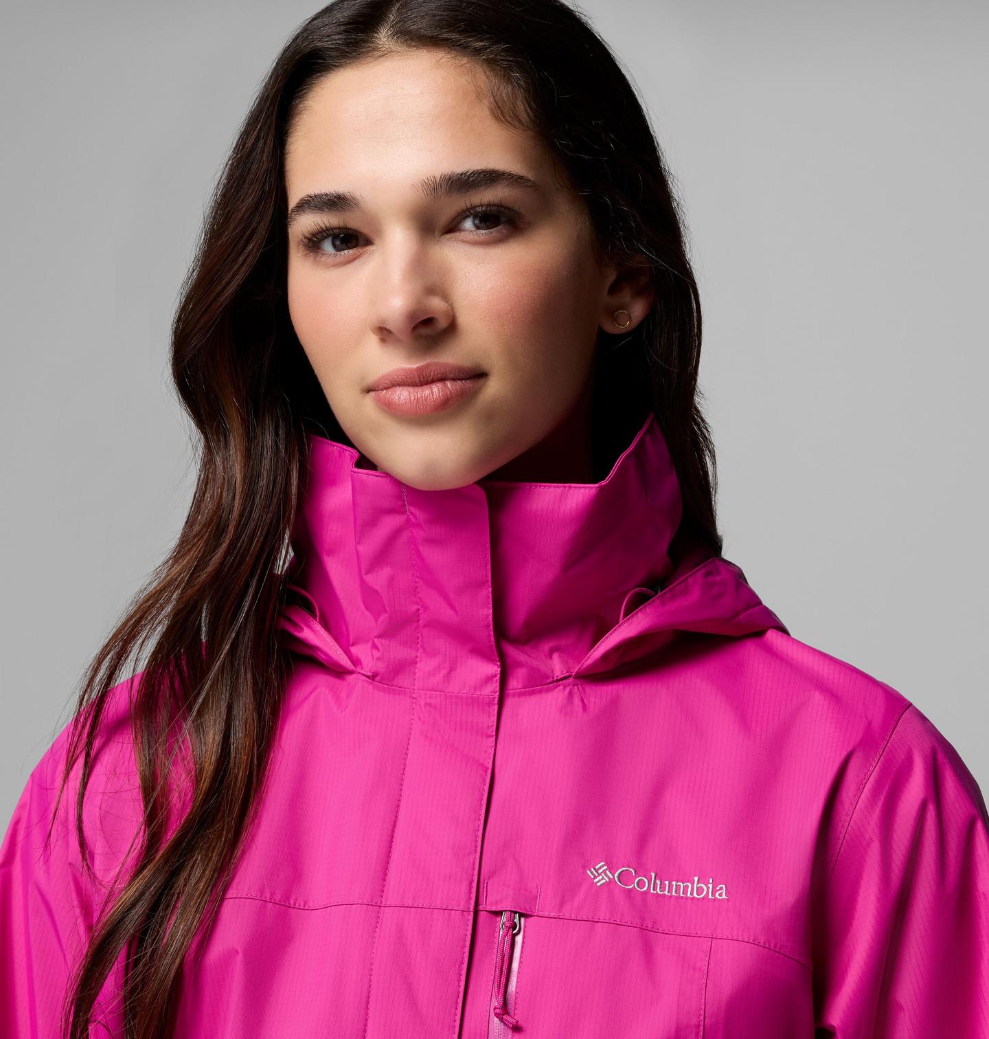 Женская куртка Columbia Pouration II Rain Jacket, цвет: Фуксия — фото 3
