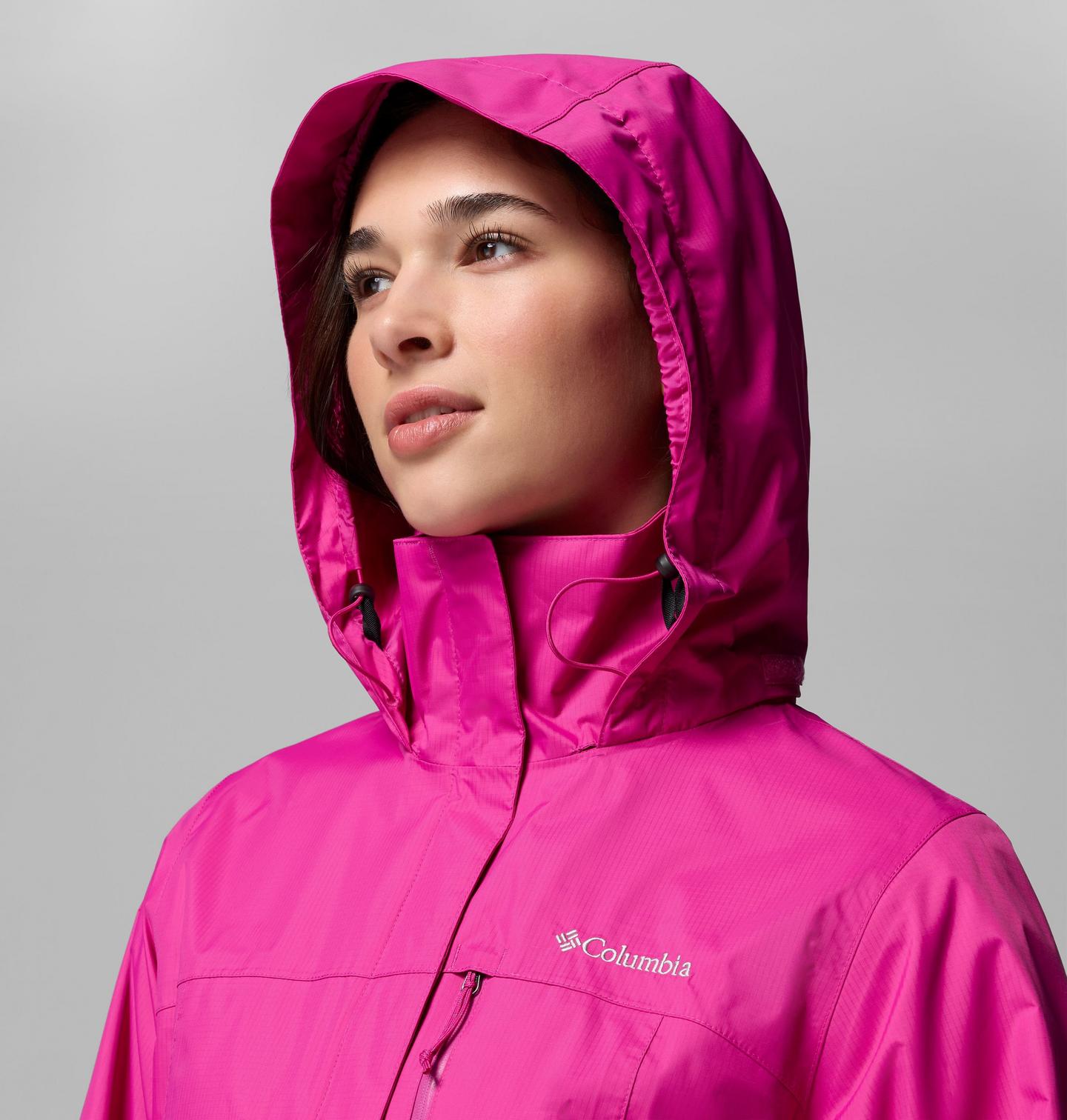 Женская куртка Columbia Pouration II Rain Jacket, цвет: Фуксия — фото 4