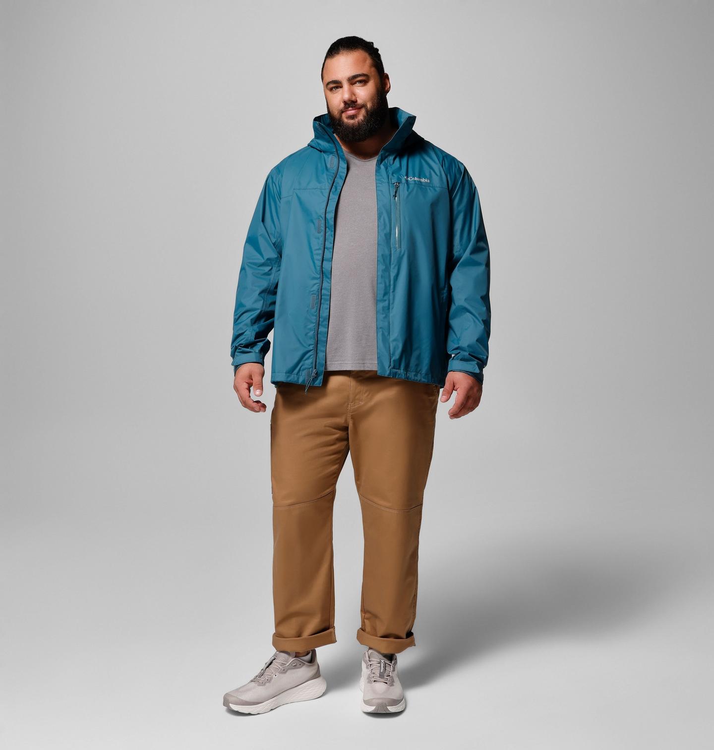 Мужская куртка Columbia Pouration II Rain Jacket - Big, цвет: Синий, вариант 1 — фото 2