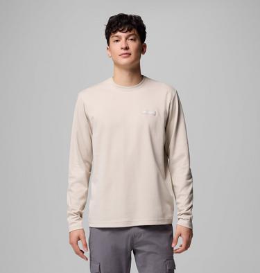 Men's Planetary Point Long Sleeve Technical Graphic T-Shirt, Color: Dark Stone, LC Gem Columbia, image 1