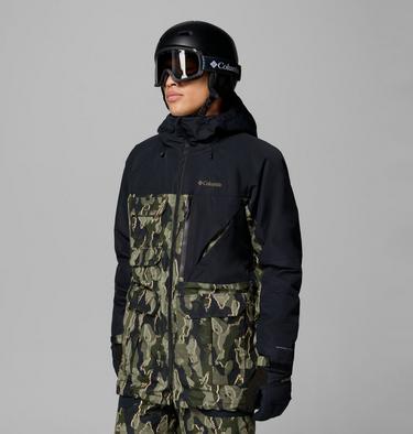 Men's Coreshot Printed Waterproof Ski Jacket, Color: Greenscape Treebark Print, Black, image 4