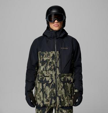 Men's Coreshot Printed Jacket, Color: Greenscape Treebark Print, Black, image 1