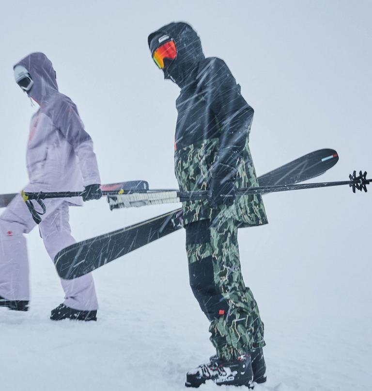 Men's Coreshot Printed Waterproof Ski Jacket, Color: Greenscape Treebark Print, Black, image 13