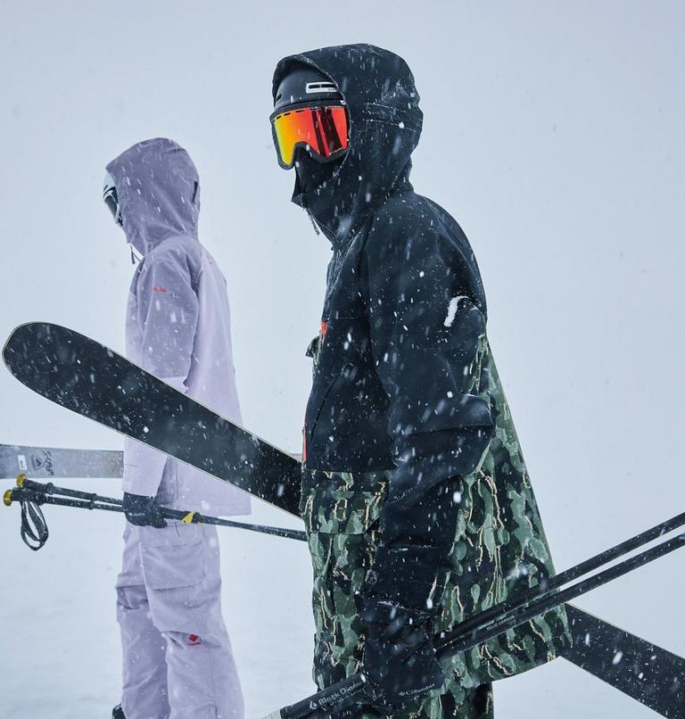 Men's Coreshot Printed Waterproof Ski Jacket, Color: Greenscape Treebark Print, Black, image 14