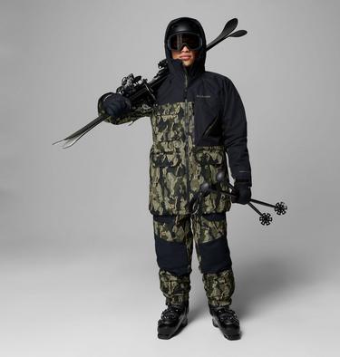 Men's Coreshot Printed Waterproof Ski Trousers, Color: Greenscape Treebark Print, Black, image 2