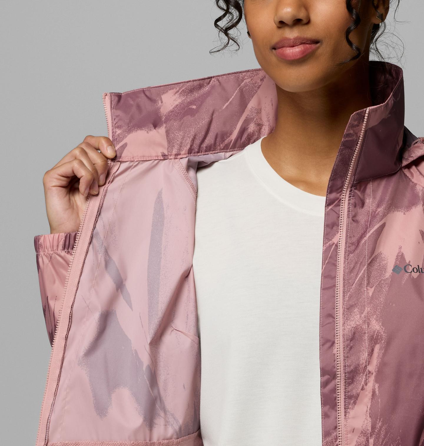 Женская куртка Columbia Access Point Printed Rain Jacket, цвет: Fig, Snowflight Tonal — фото 4