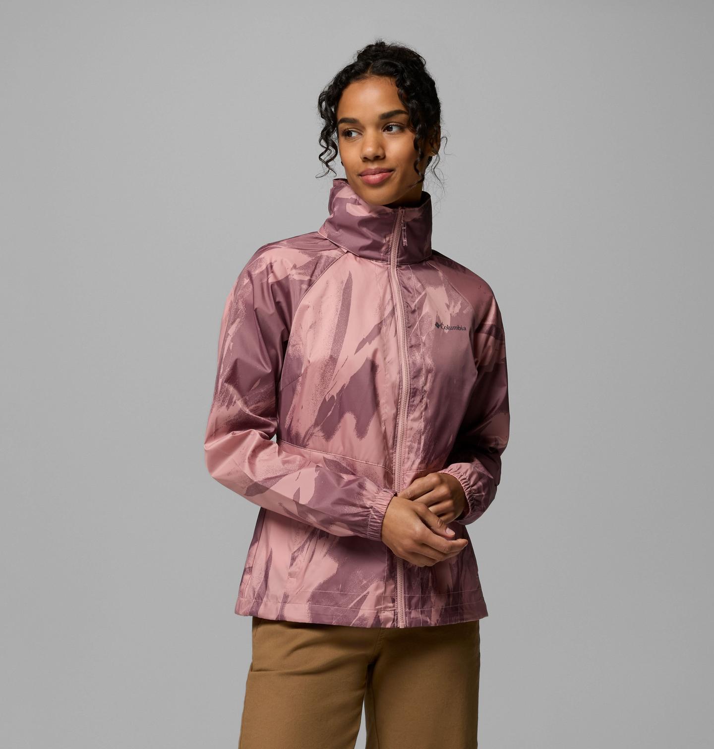 Женская куртка Columbia Access Point Printed Rain Jacket, цвет: Fig, Snowflight Tonal — фото 1