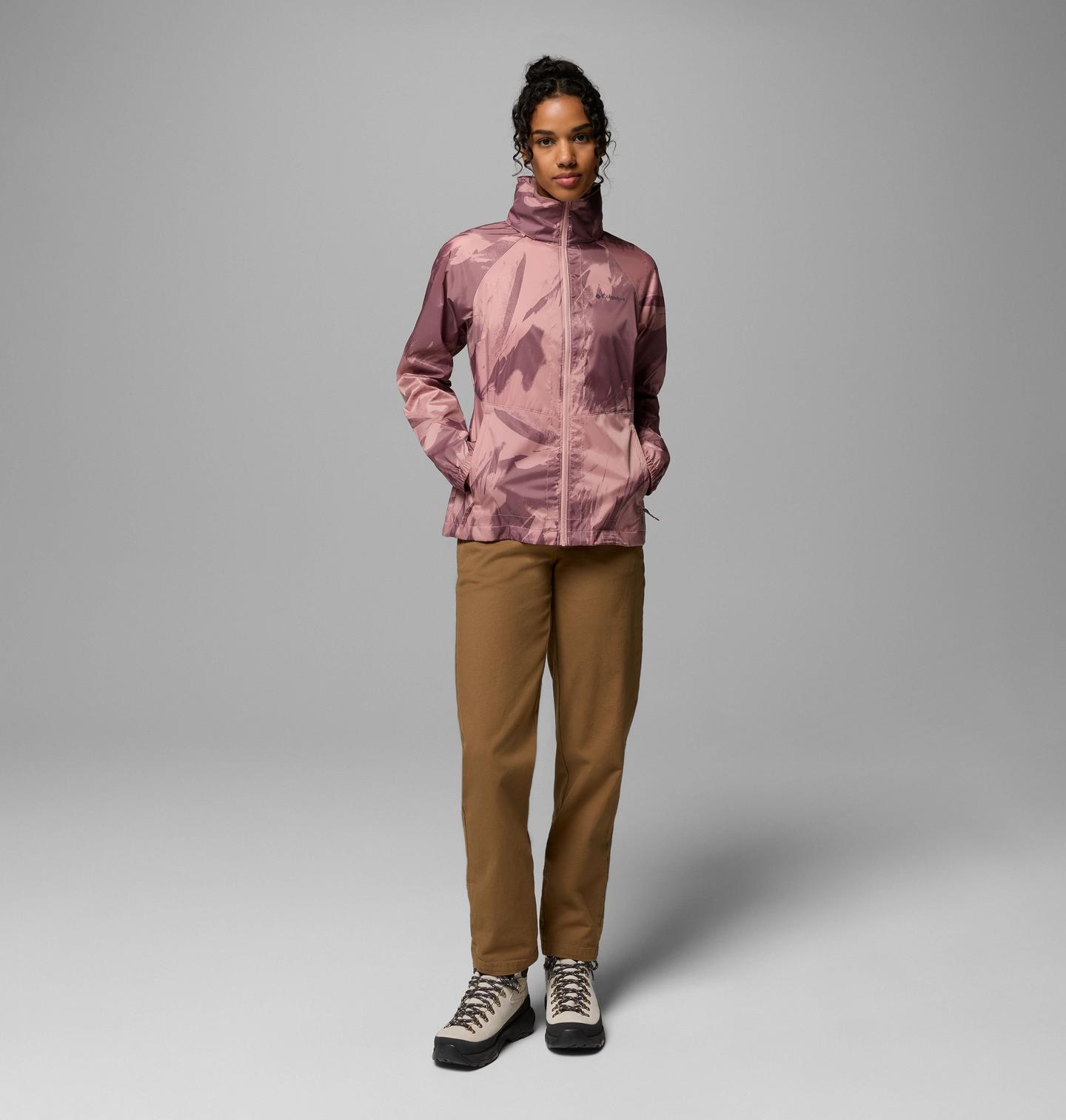 Женская куртка Columbia Access Point Printed Rain Jacket, цвет: Fig, Snowflight Tonal — фото 2