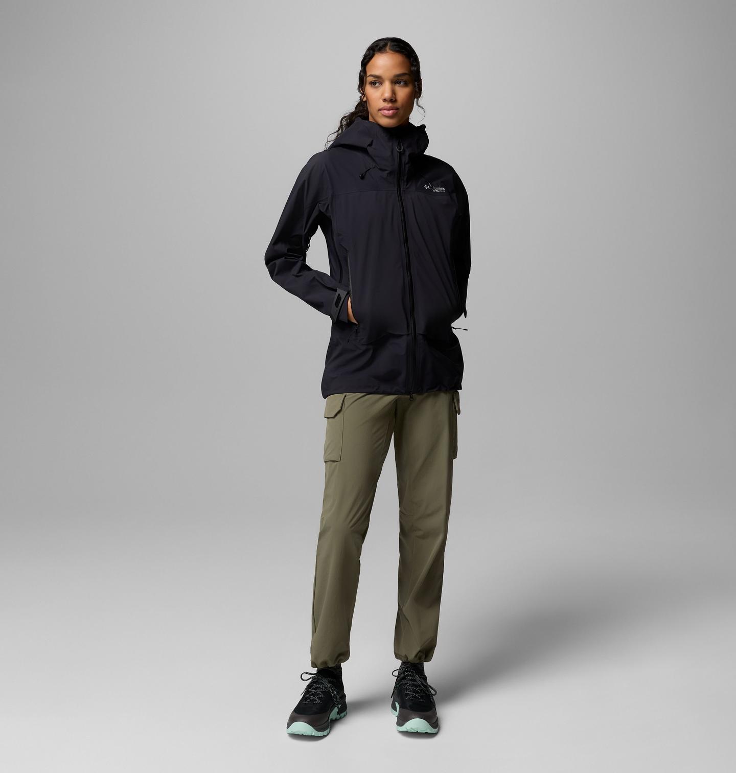 Женские куртки Columbia Saudan Pro 3L Rain Shell, цвет: Чёрный — фото 2