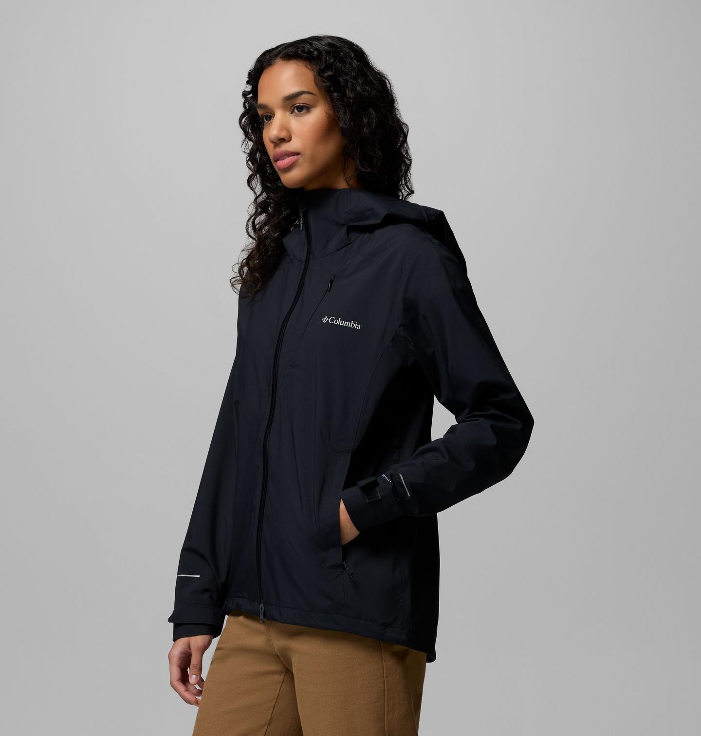 Женские куртки Columbia Trailborne 2.5L Rain Shell, цвет: Чёрный — фото 3