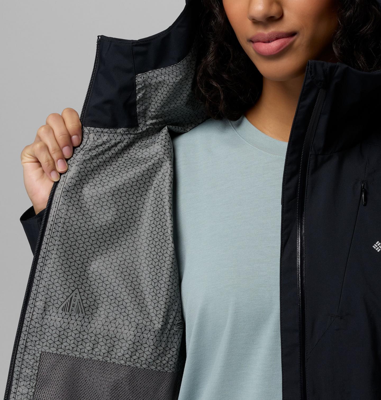 Женские куртки Columbia Trailborne 2.5L Rain Shell, цвет: Чёрный — фото 4