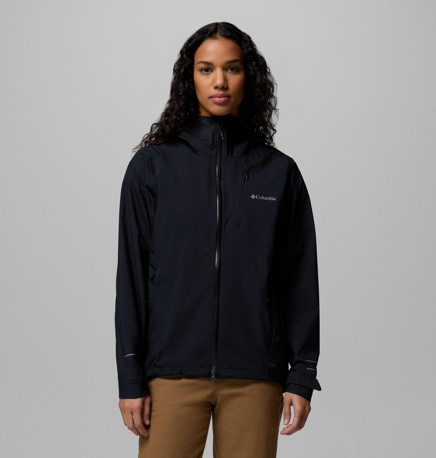 Женские куртки Columbia Trailborne 2.5L Rain Shell, цвет: Чёрный — фото 1