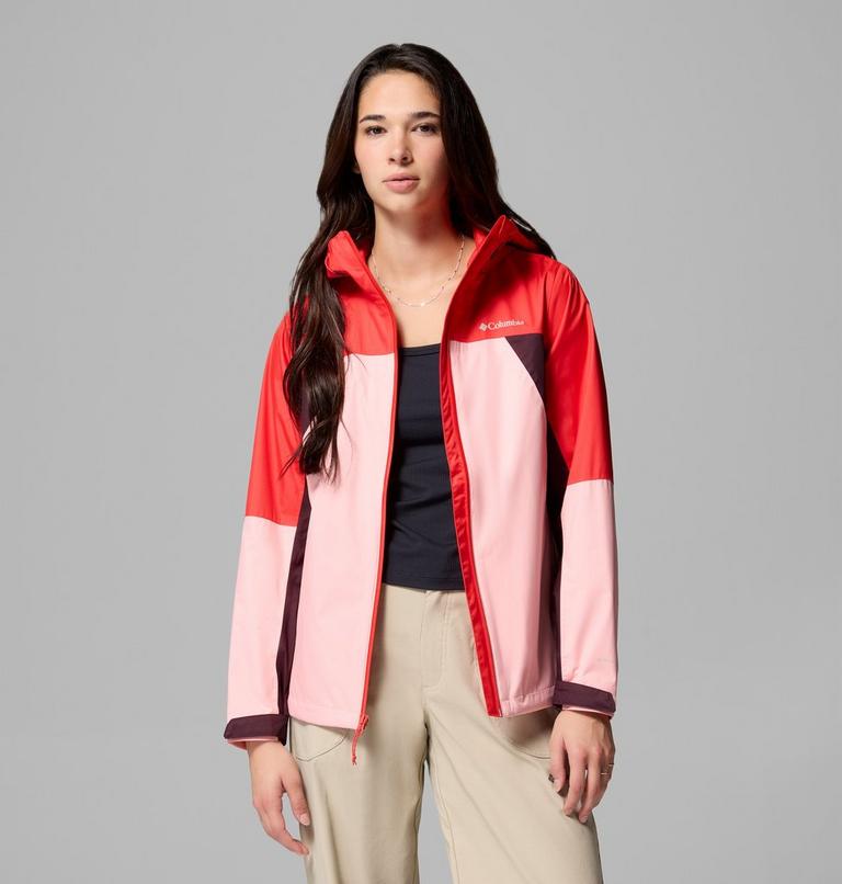 Women's Inner Limits IV Waterproof Jacket, Color: Pink Sand, Poppy Red, Moonvista, image 5