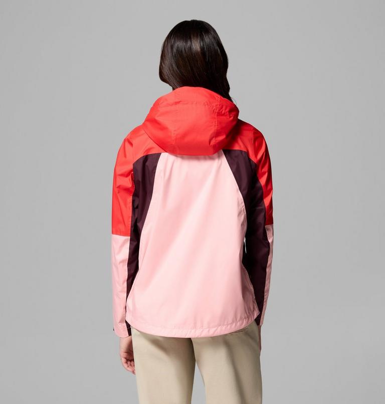 Women's Inner Limits IV Waterproof Jacket, Color: Pink Sand, Poppy Red, Moonvista, image 3