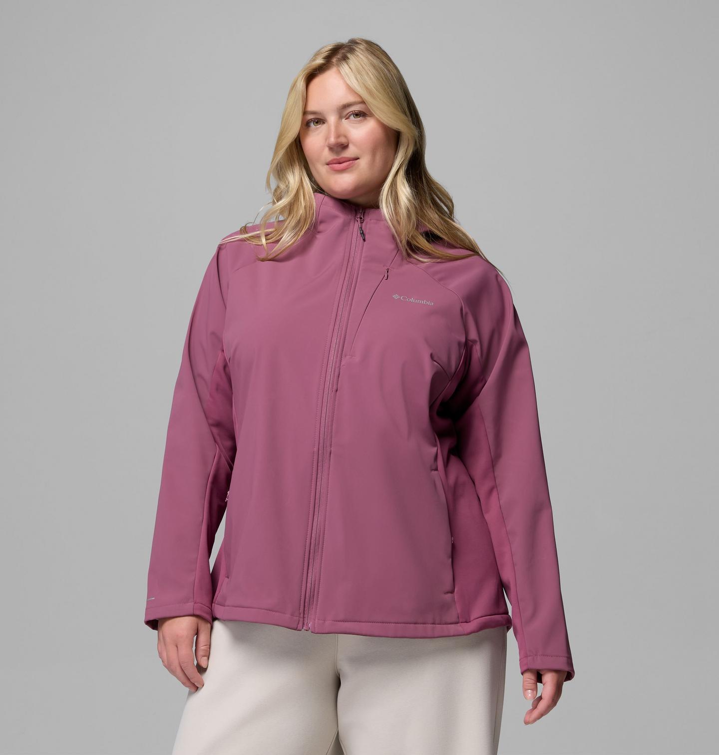 Женские куртки Columbia Trailborne Softshell - Plus Size, цвет: Состаренный розовато-лиловый — фото 1