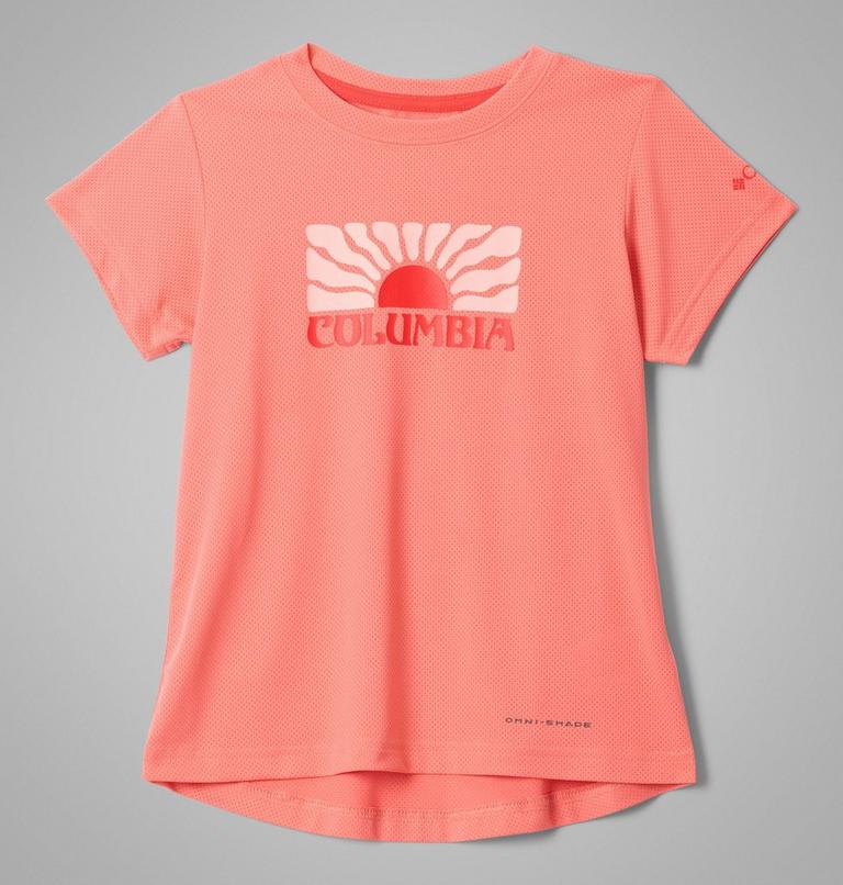Girls' Tech Trail Utility Graphic T-Shirt, Color: Hot Coral, Floral Groove, image 1