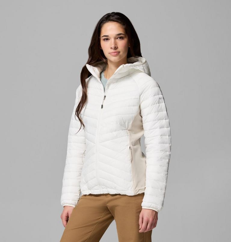 Chaqueta aislante h&iacute;brida Powder Pass III para mujer, Color: Sea Salt, Dark Stone, image 4