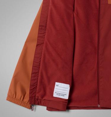 Boys' Rainy Trails III Fleece Lined Jacket, Color: Red Oxide, Teak Brown, image 6
