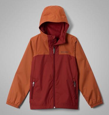 Boys' Rainy Trails III Fleece Lined Jacket, Color: Red Oxide, Teak Brown, image 4