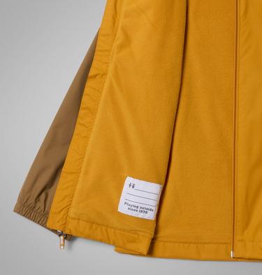 Chaqueta impermeable de forro polar Rainy Trails III para ni&ntilde;o, Color: Squash, Ancient Fossil, Delta, image 3