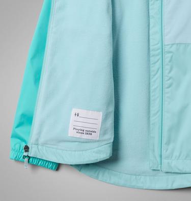 Girls' Rainy Trails III Waterproof Fleece Lined Jacket, Color: Spray, Marine Light, Dolphin, image 9