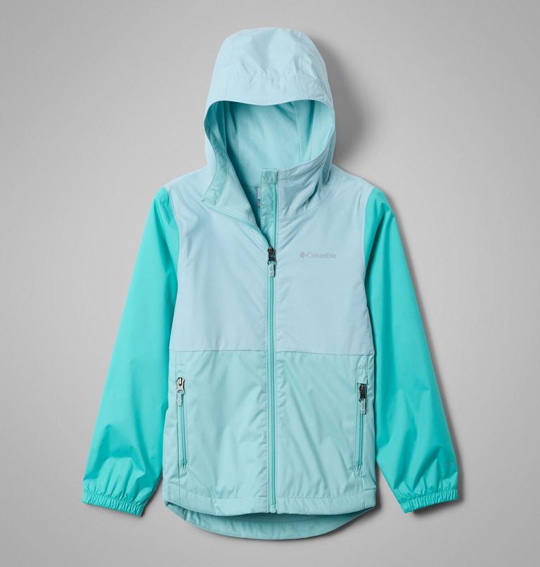 Girls' Rainy Trails III Waterproof Fleece Lined Jacket, Color: Spray, Marine Light, Dolphin, image 1