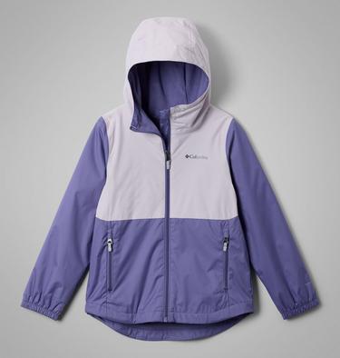 Girls' Rainy Trails III Waterproof Fleece Lined Jacket, Color: Stormwatch, Lavender Pearl, image 3
