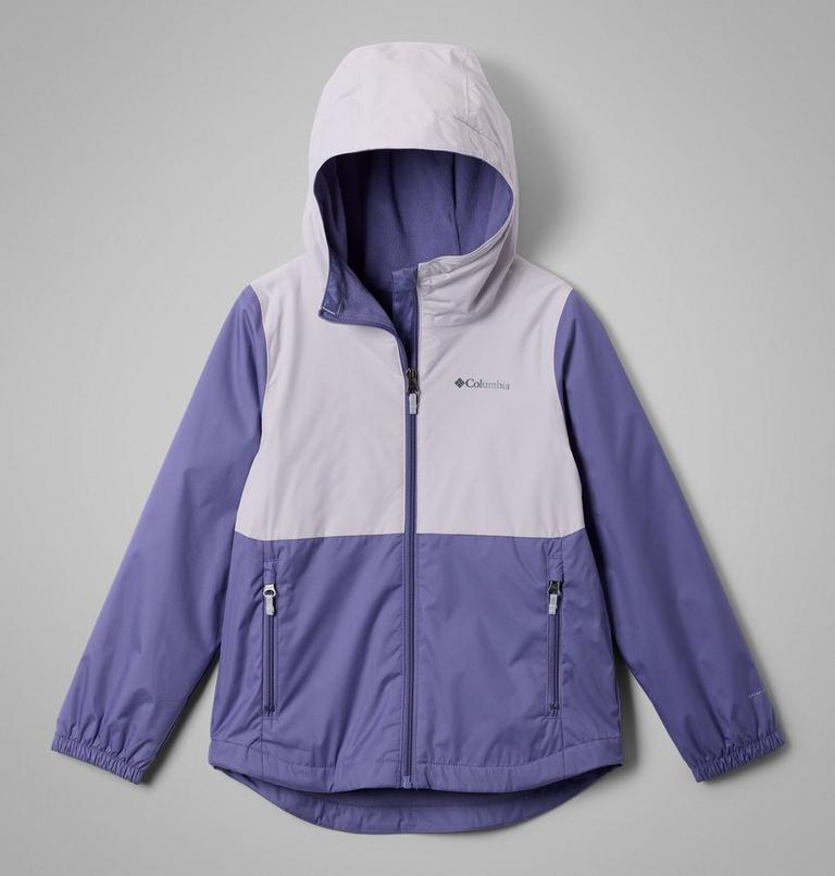 Girls' Rainy Trails III Waterproof Fleece Lined Jacket, Color: Stormwatch, Lavender Pearl, image 1