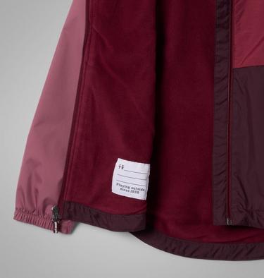 Girls' Rainy Trails III Fleece Lined Jacket, Color: Moonvista, Rich Wine, Antique Mauve, image 6