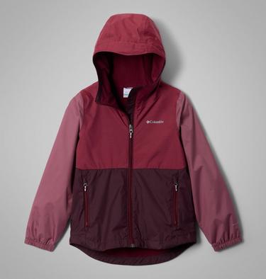 Girls' Rainy Trails III Fleece Lined Jacket, Color: Moonvista, Rich Wine, Antique Mauve, image 4