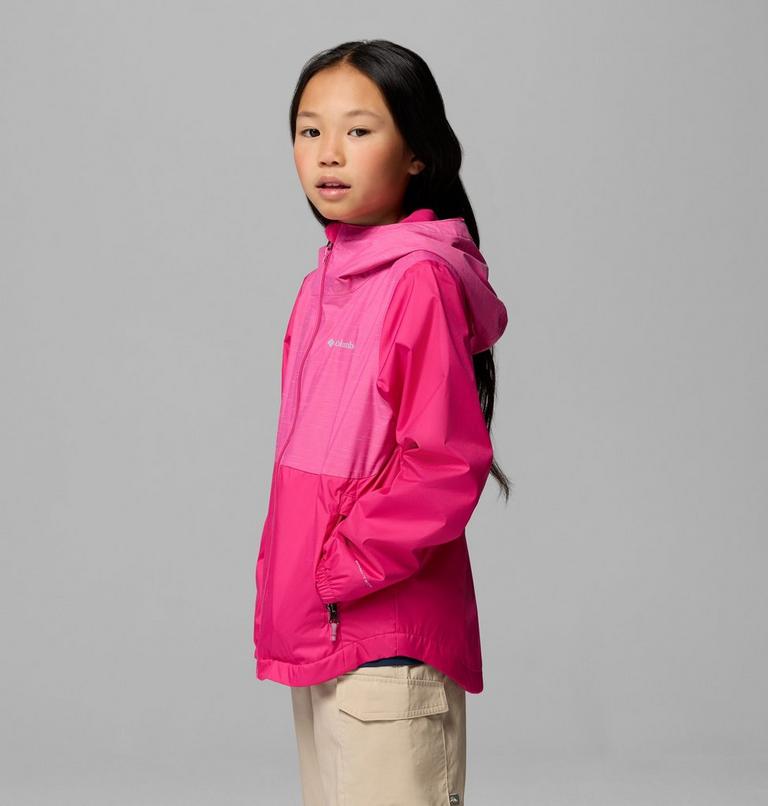 Girls' Rainy Trails III Waterproof Fleece Lined Jacket, Color: Guava Pink, Pink Ice, image 3