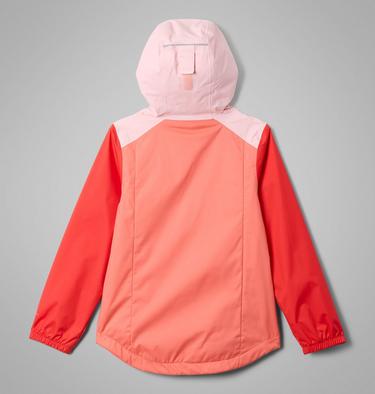 Girls' Rainy Trails III Fleece Lined Jacket, Color: Hot Coral, Satin Pink, Poppy Red, image 8