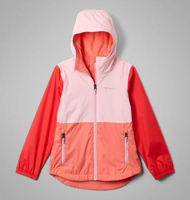 Girls' Rainy Trails III Fleece Lined Jacket, Color: Hot Coral, Satin Pink, Poppy Red, image 7