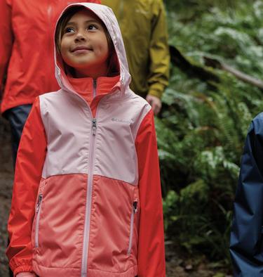 Girls' Rainy Trails III Fleece Lined Jacket, Color: Hot Coral, Satin Pink, Poppy Red, image 10